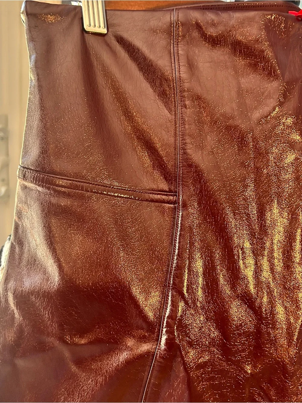 SPANX Faux Patent Leather Leggings Ruby - Picture 9 of 14
